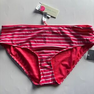 Sea Level Swimsuit Bottoms‎ Coral White Striped Bikini Bottoms Size 14 Beachwear